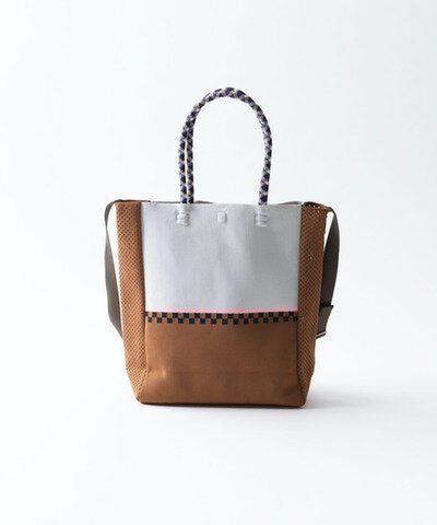 TRICOTE | CHECKER LINE 2WAY TOTE BAG (brown) | バッグ 鞄 トートバッグ ショルダーバッグ トリコテ