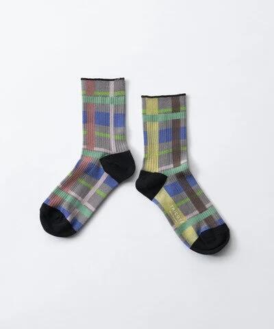 トリコテ 靴下 レディース 【再入荷】TRICOTE | CHECK LIB SOCKS (gray) | 靴下 ソックス トリコテ