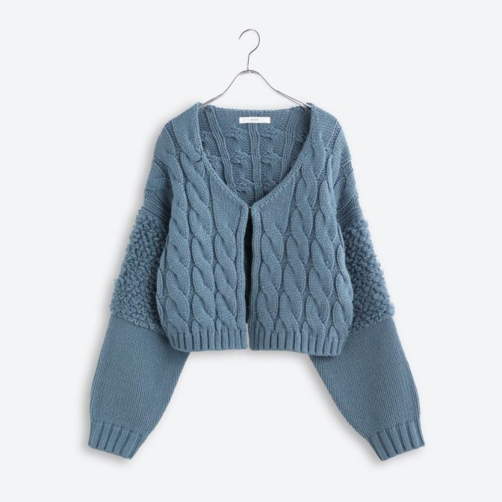 【SALE セール】KELEN (ケレン) | LOOP DESIGN KNIT CARDIGAN "MARL" (smock blue) | カーディガン 秋..