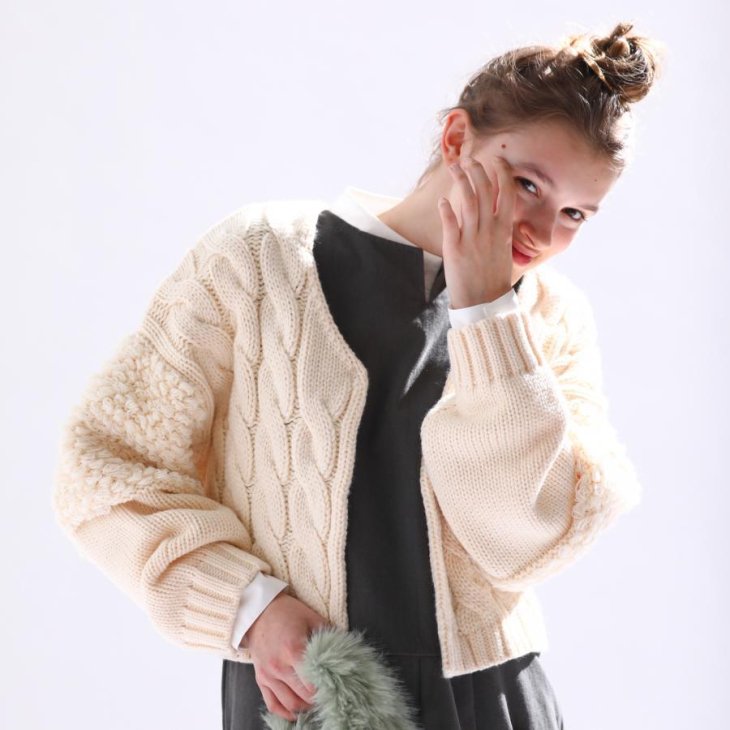 【SALE セール】KELEN (ケレン) | LOOP DESIGN KNIT CARDIGAN MARL (off) | カーディガン 秋冬 シンプル お洒落
