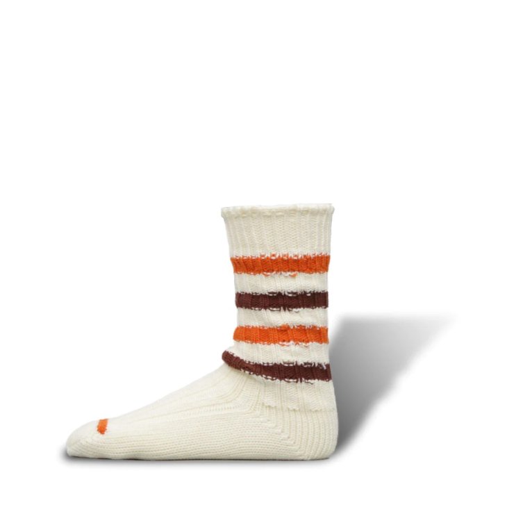 デカ 靴下 レディース decka x M.A.P. | Heavyweight Socks / Stripes (ecru x orange) | 靴下 ソックス デカ スケーターソックス シンプル おしゃれ オシャレ 履きやすい