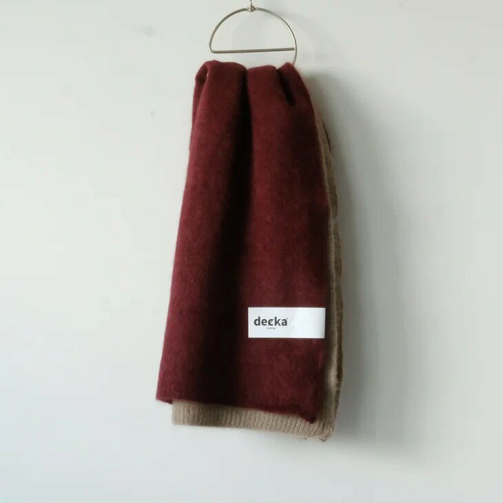 decka -clothing- | Knitted Scarf | Bicolor (red×ecru) 45x180cm | デカ ニットスカーフ マフラー バイカラー