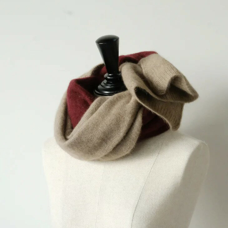 【SALE セール】decka -clothing- | Knitted Scarf | Bicolor (red×ecru) 45x180cm | デカ ニットスカーフ マフラー バイカラー