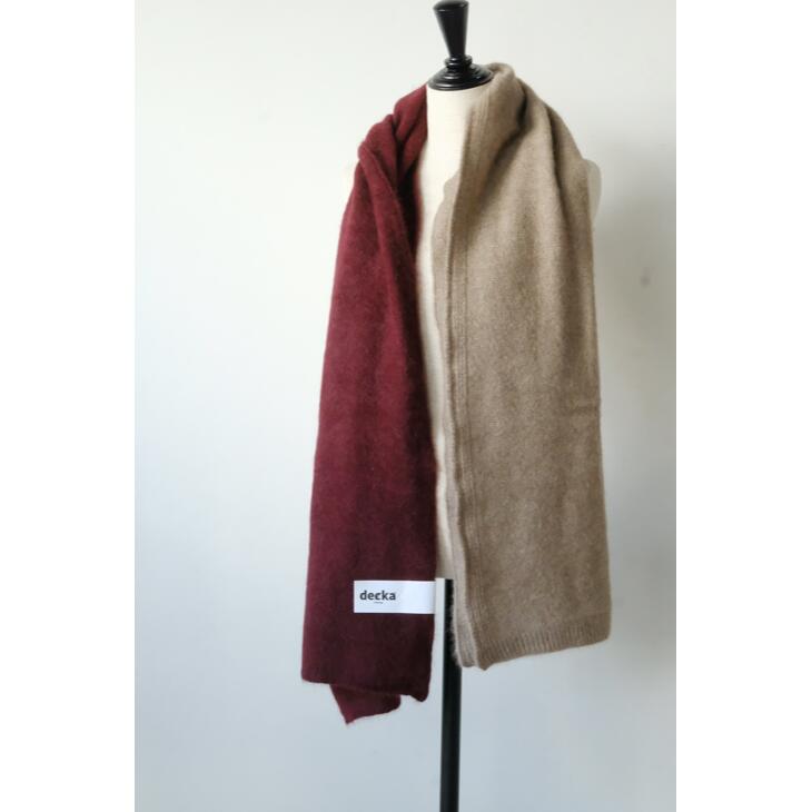 【SALE セール】decka -clothing- | Knitted Scarf | Bicolor (red×ecru) 45x180cm | デカ ニットスカーフ マフラー バイカラー