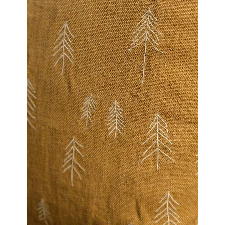 FINE LITTLE DAY | TALL EMBROIDERED CUSHION COVER - MUSTARD (no.1698) | 48x48c...