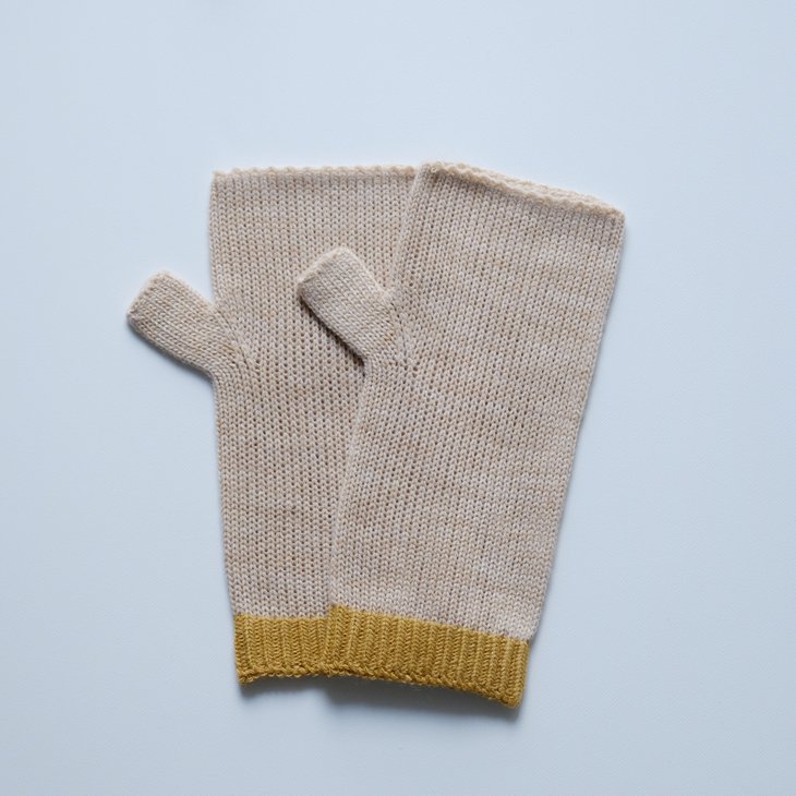 Homie (ホミー) | BICOLOR ARM WARMER (beige mustard) | アームウォーマー シンプル お洒落