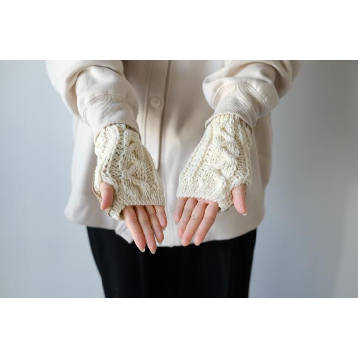 HIGHLAND2000 (ハイランド2000) | Mittens With Suede BW (aran) | 手袋 グローブ シンプル あたたかい