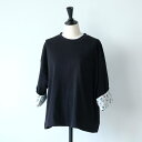 sosotto (ソソット) | 32/2天竺袖口裏リバティ8分袖T (black) | トップス リバティ お洒落
