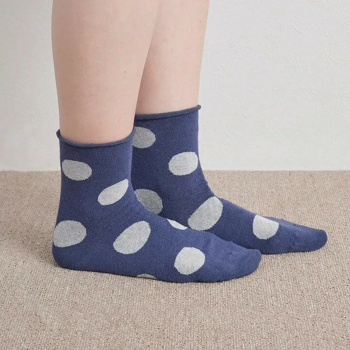 【SALE セール】Homie (ホミー) | Cotton Linen Dot Socks (blue) | 靴下 ソックス 可愛い お洒落 ホミー 靴下 くつ下 レディース おしゃれ かわいい 日本製 ギフト コットン プレゼント 綿 ナイロン リネン ラミー ポリウレタン ドット 水玉