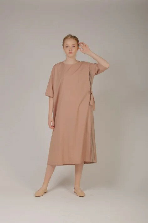 KELEN (ケレン) | Side Pleats Dress "Cake" (pinkbeige) | ワンピース