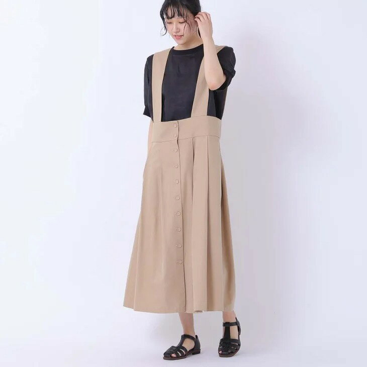 Rakuten - 【SALE セール】TUTIE. (ツチエ) | コットンリセヨルツイルジャンパースカート (beige) | スカート お洒落 シンプル ナチュラル