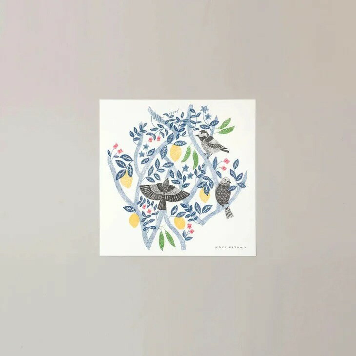 a good view | LEMON AND FIELD PEAS (ivory) | 20x20cm 北欧 アートポスター 青山佳世 KAYO AOYAMA