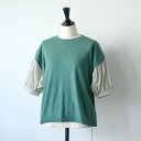 【SALE セール】utilite (ユティリテ) | 袖布帛切替 プルオーバー (green) | トップス 送料無料 シンプル きれいめ ゆったり リラック...