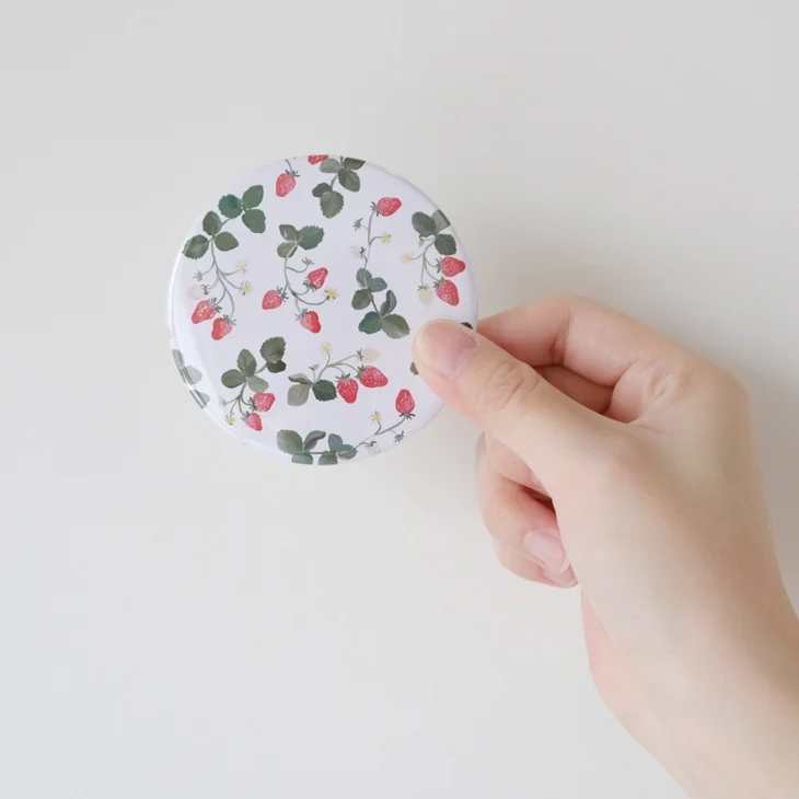 otsukiyumi | compact mirror strawberry (white) | コンパクトミラー 手鏡 携帯ミラー 水彩 かわいい ギフト プレゼント