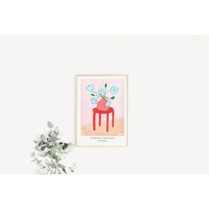 Camilla Bergqvist | Red Stool | A3 アートポスター 北欧 デンマーク イラスト