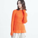 【SALE セール】TUTIE. (ツチエ) | コットンランダムテレコニットハイネックプルオーバー (orange / gray) | トップス シンプル お...
