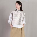 TUTIE. (ツチエ) | コットンウールニットモックネックプルオーバー (white x beige) | トップス プルオーバー お洒落