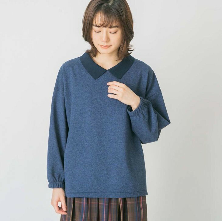 Rakuten - 【SALE セール】TUTIE. (ツチエ) | コットン杢カノコ編立衿プルオーバー (navy) | トップス プルオーバー お洒落