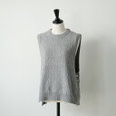 sosotto (ソソット) | 格子編みサイドボタンべスト (gray / bordeaux) | トップス ベスト お洒落(4)