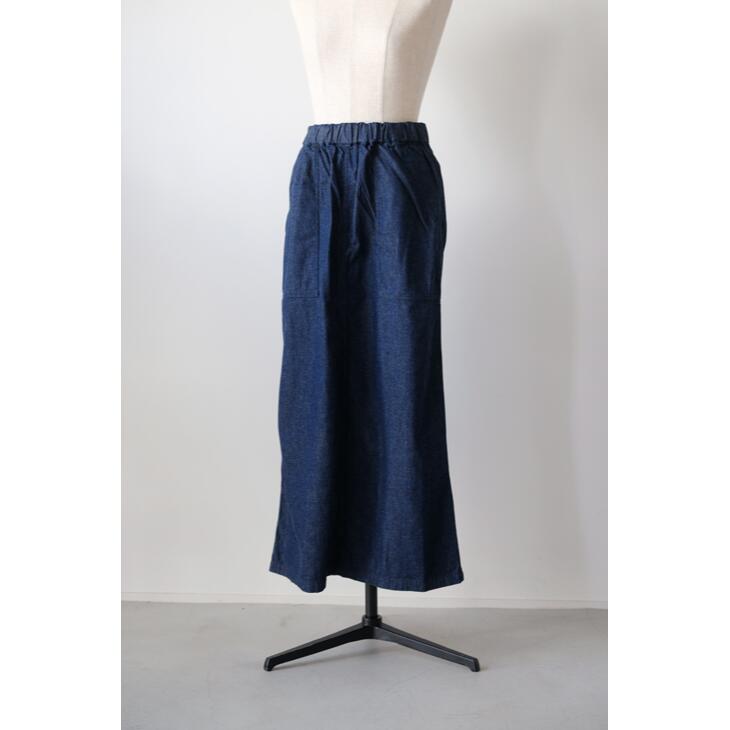 【年越し・新春福袋セール】DIARIES (ダイアリーズ) | ポケット付きAラインスカート (medium indigo / light indigo) | ボトムス スカート シンプル