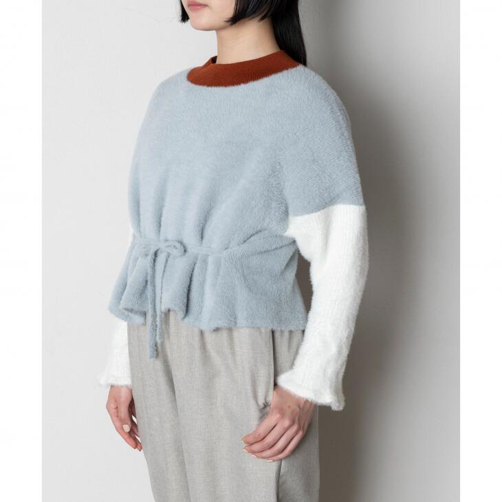 TRICOTE (�ȥꥳ��) | BICOLOUR KNIT TOPS (gray) | �ȥåץ� ��ޯ�� ����Ū