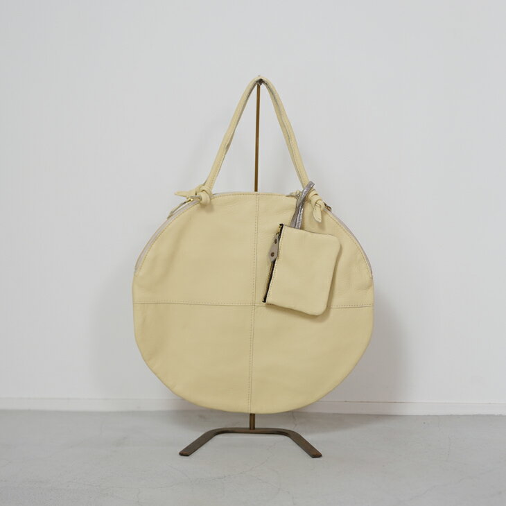 【年越し・新春福袋セール】POMTATA (ポンタタ) | ENVAN TATE TOTE S (straw beige) | 円形 トートバッグ たてトート 定番 人気 牛革 レザー