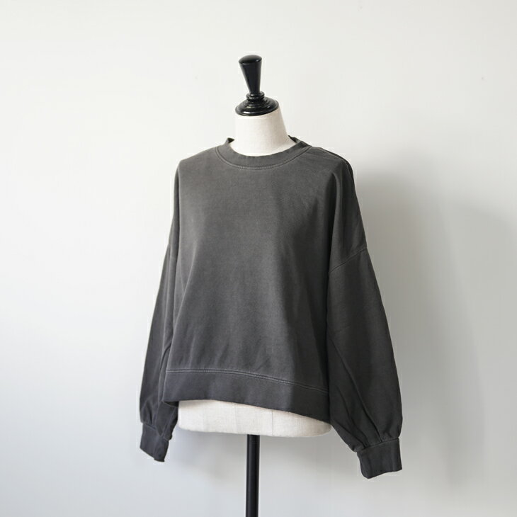 【SALE セール】ESTROISLOSE (エストゥロワルーズ) | ミニ裏毛 クルーネック (charcoal/leafgreen) | トップス シンプル お洒落