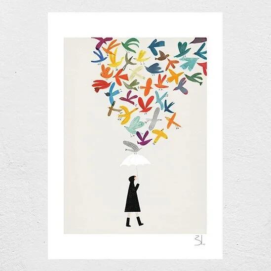 BLANCA GOMEZ | AUTUMN BIRDS | A3 アートプリント/ポスター 北欧 スペイン イラスト ブランカゴメス
