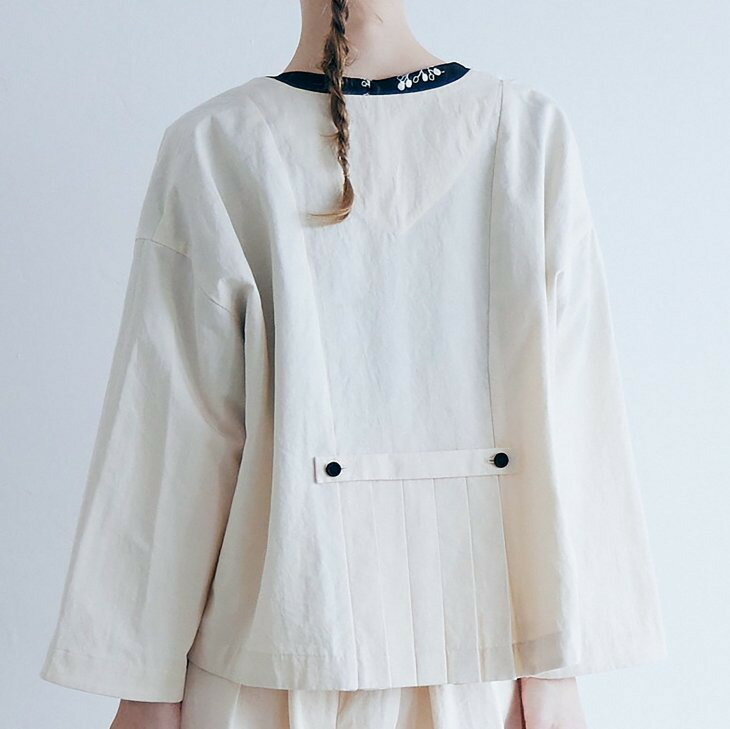 【SALE セール】MAGALI | コットンリネンリンクル・プリーツ・ジャケット (ivory) | ジャケット アウター マガリ