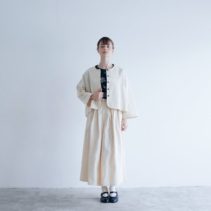 【SALE セール】MAGALI | コットンリネンリンクル・プリーツ・ジャケット (ivory) | ジャケット アウター マガリ