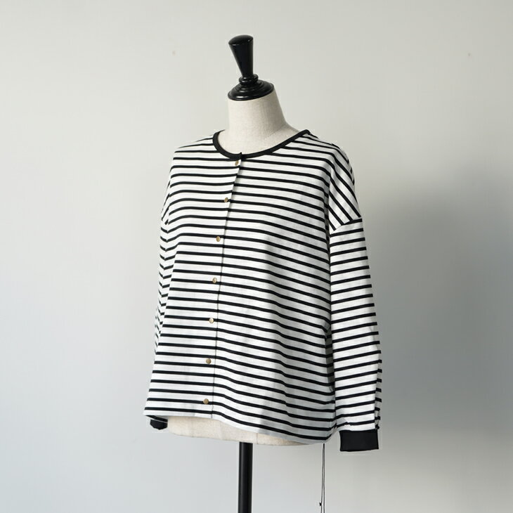 【年越し・新春福袋セール】utilite (ユティリテ) | 2WAY スナップカーディガン (シロクロ) | トップス カーディガン お洒落