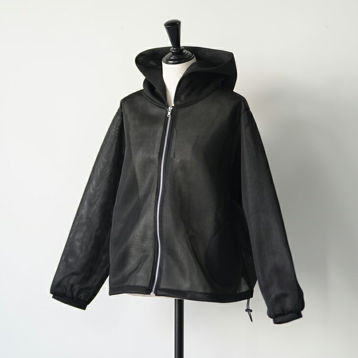 euphoric' (ユーフォリック) | Sheer Hoodie (black / mint) | アウター シンプル お洒落