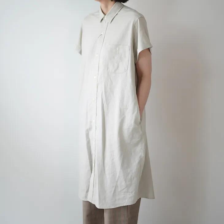 GYMPHLEX | LIP REGULAR COLLAR SHIRT DRESS (greige) size 14 | ジムフレックス シャツワンピース グレージュ リネン