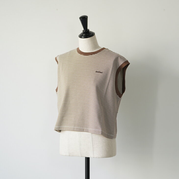 Rakuten - 【SALE セール】ORCIVAL | CYS EMBROIDERY SLEEVELESS T-SHIRT (white x brown) size 1 | オーシバル ノースリーブ Tシャツ 刺繍 ブラウン