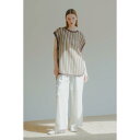 WHYTO. (ホワイト) | STRIPE OPEN WORK TOPS (brown) | トップス ベスト シンプル お洒落(4)