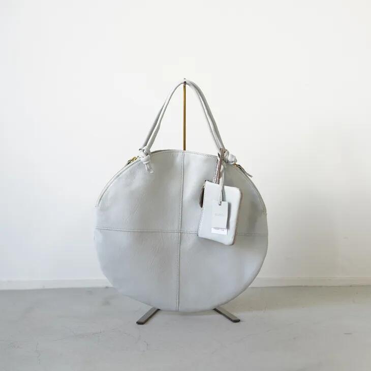 【年越し・新春福袋セール】POMTATA (ポンタタ) | ENVAN TATE TOTE S (drift ice) | 円形 トートバッグ たてトート 定番 人気 牛革 レザー