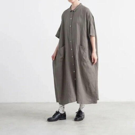 HEAVENLY (ヘブンリー) | HEMP WIDE SHIRT ONEPIECE (gray) | ワンピース ヘンプ 麻 羽織 フロントポケット HEAVENLY (ヘブンリー) | HEMP WIDE SHIRT ONEPIECE (gray) | ワンピース ヘンプ 麻 羽織 フロントポケット