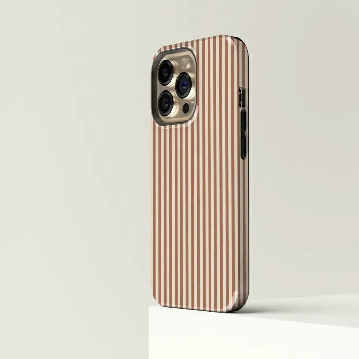 CASE-FACE | Striped Mocha and Cream MagSafe iPhoneケース (iPhone 16/16 pro/16...
