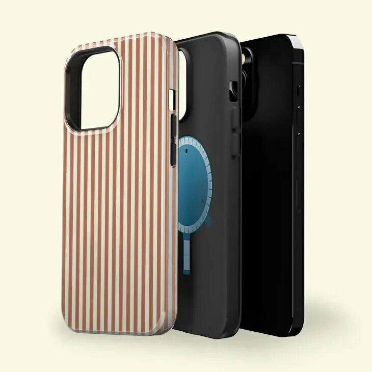 CASE-FACE | Striped Mocha and Cream MagSafe iPhoneケース (iPhone 16/16 pro/16...