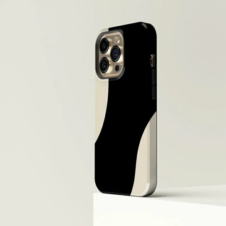 CASE-FACE | Abstract Patterned Black and Cream MagSafe iPhoneケース (iPhone 1...