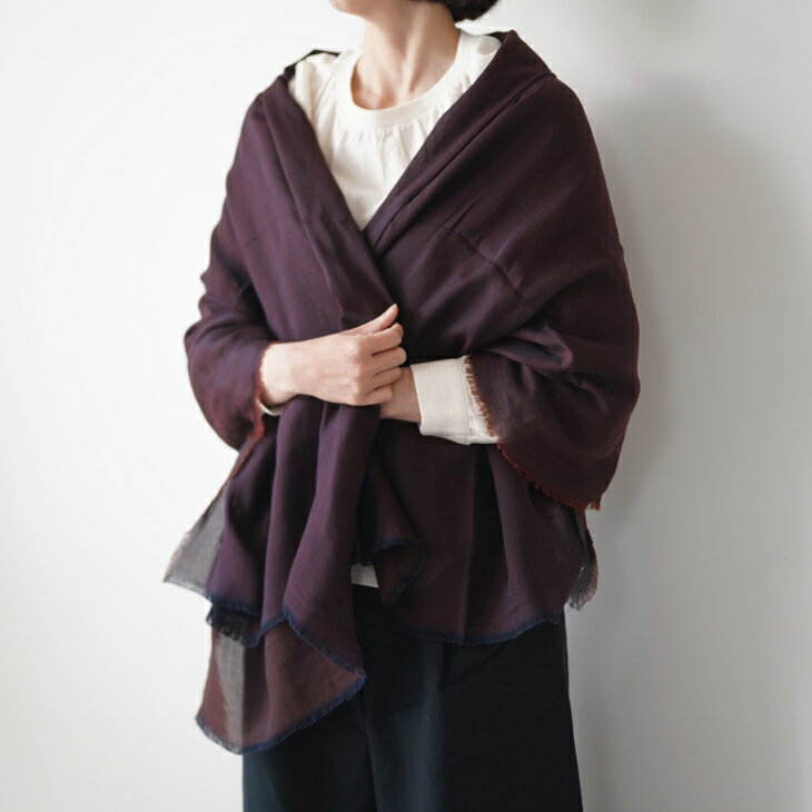 楽天北欧雑貨と音楽 HAFEN ハーフェンhatsutoki（ハツトキ） | w-face ストール （wine red） | サイズL 送料無料 ストール ナチュラル 播州織 ワインレッド