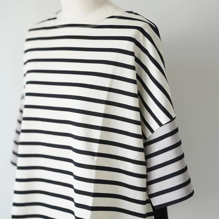 Pont de Chalons (ポンデシャロン) | クレイジーボーダーT (オフホワイトxトープ/ネイビーxベージュ) | トップス Tシャツ カットソー 半袖