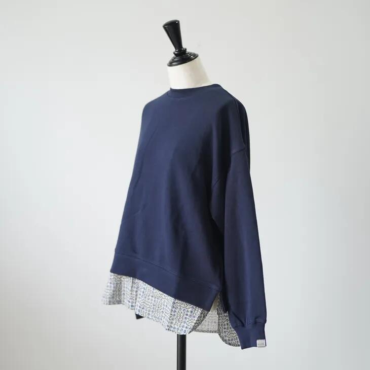 sosotto (ソソット) | 裏毛LIBERTY裾プルオーバー (navy x sleeping rose/off white x sleeping rose) | リバティ