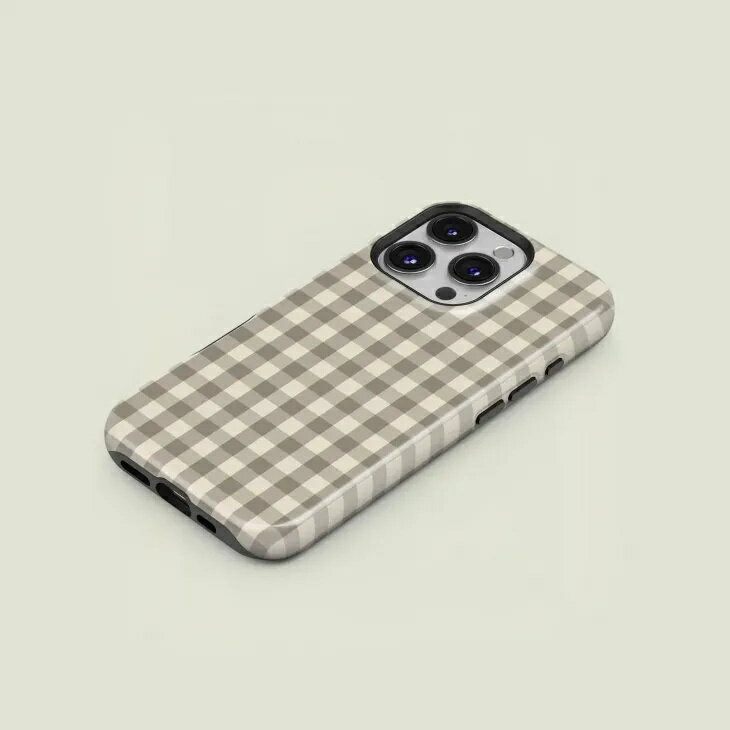 CASE-FACE | Mini Gingham Taupe & Cream MagSafe iPhoneケース MagSafe iPhoneケ...