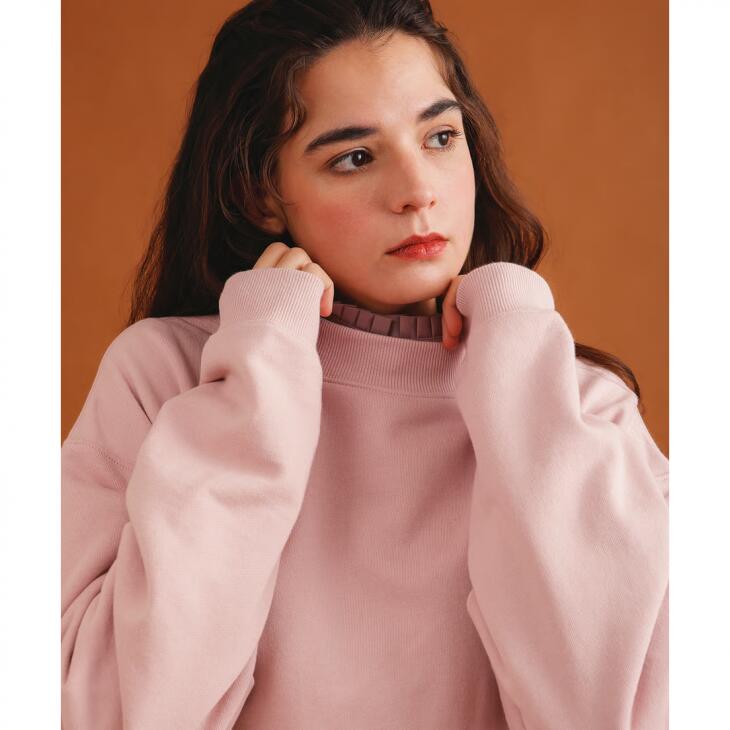 amne (アンヌ) | FRENCH TERRY oval crew (pink) | size 1 フレンチテリー オーバルクルーネック