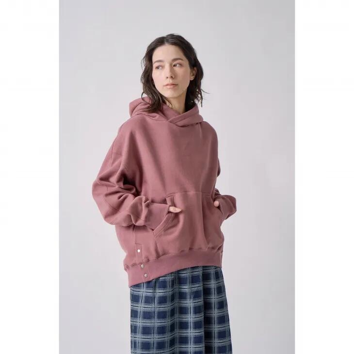 KELEN (ケレン) | SIDE DOT BUTTON HOODIE "LIG" (dark plum) size M | サイドドット釦フーディ パーカー