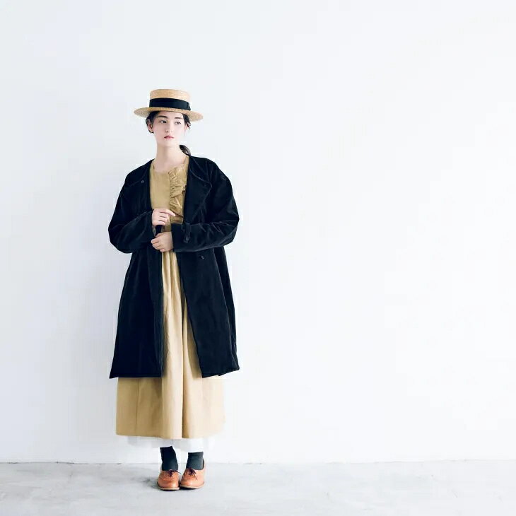 【SALE セール】MAGALI | オールドヴィンテージコットン・ダブルボタンコート (ブラック) | マガリ ジャケット コート シンプル 冬服 25AW auc-hafen-10031079 北欧雑貨と音楽 HAFEN ハーフェン サンプル画像3