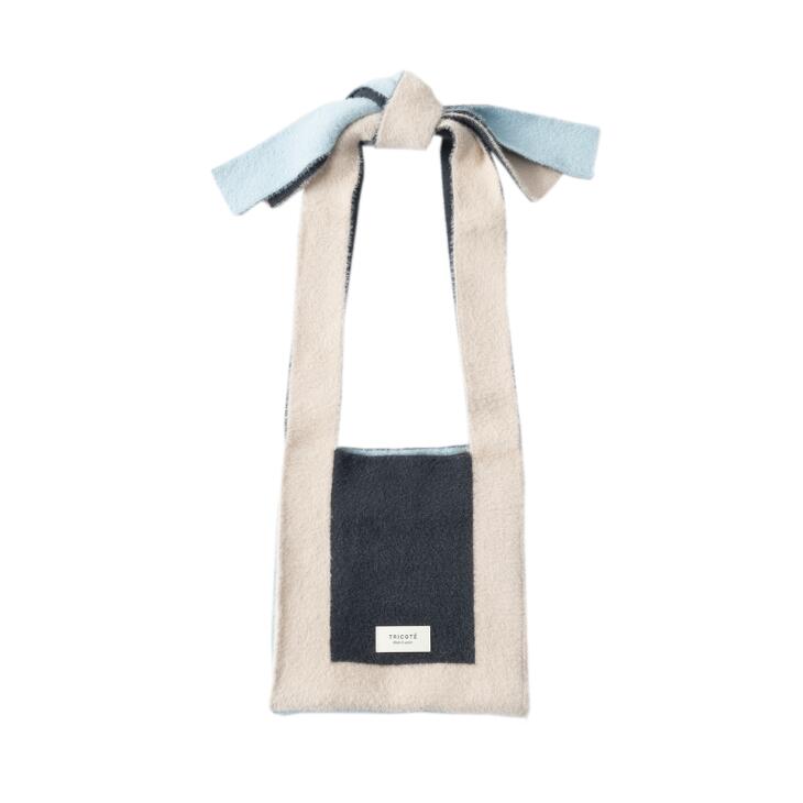 TRICOTE (トリコテ) | SHAGGY ARRANGE KNOT BAG (beige) | バッグ ニットバッグ ショルダーバッグ アレンジバッグ シャギー素材 秋冬 小物 お洒落 おしゃれ 配色 ニット パステルカラー