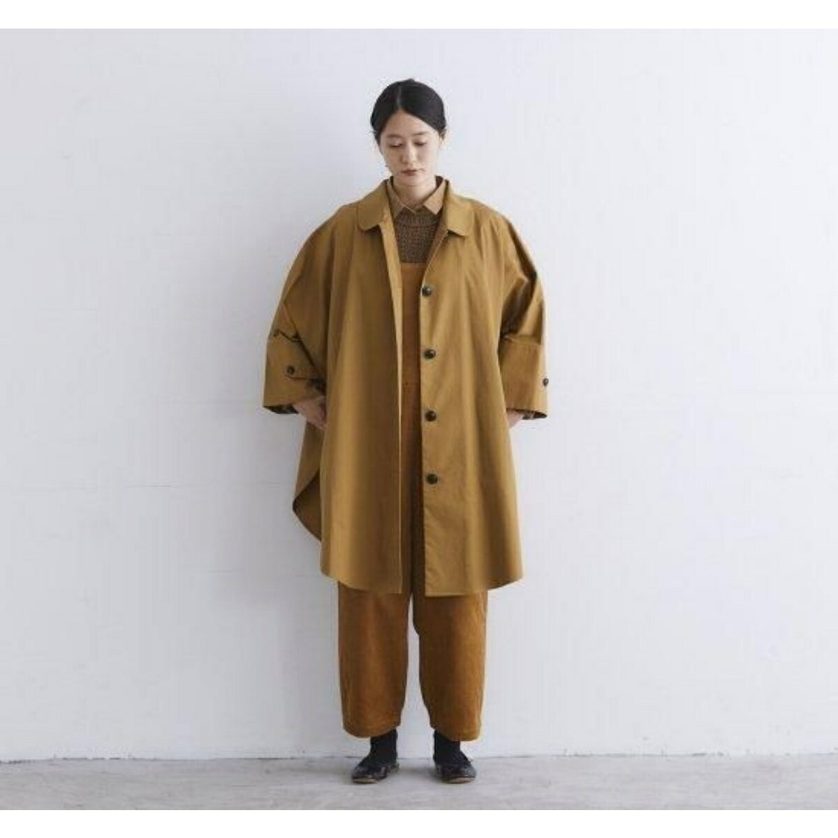 Rakuten - 【SALE セール】Cion(シオン) | コットンポンチョコート (brown) | アウター ジャケット コート ポンチョ コットン シンプル レディース