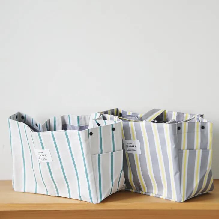 樂天商城 - LAURIER (ローリエ) | SHOPPING COOLER BAG (stripe gray/stripe green) レジカゴサイズ | ショッピングバッグ 保冷 保温 大容量
